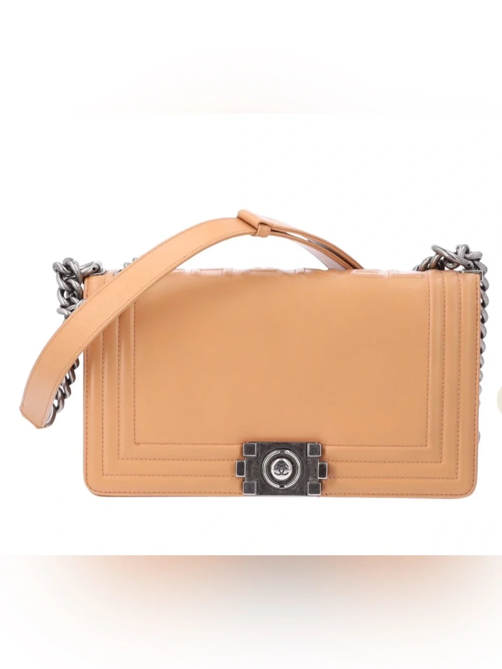 CHANEL BOY 25 MEDIUM GOLD BROWN RUTHENIUM HARDWARE